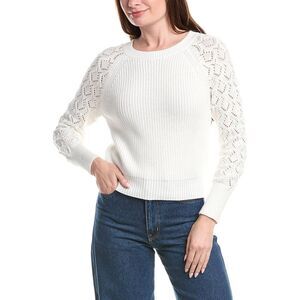 &Isla Womens  Daniela Pointelle Sleeve Top, White